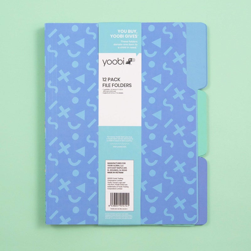 Yoobi | File Folders | Paper Material | Poolside Memphis - Blue/Multi Variety Pack of 12 (YOOB1203136) - Image 4